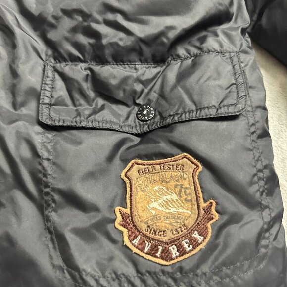 Avirex Jacket Men's Medium 8 Black Puffer Lined Hooded Embroidered Logo - Picture 5 of 16